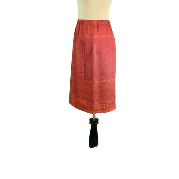Ann Taylor Red Purple Silk Pull On Skirt 0 - Picture 6 of 11